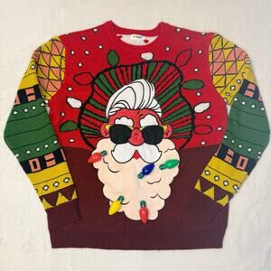 JOYIN Ugly Christmas Sweater Santa 3D Bulbs Red Men Size XL No Light